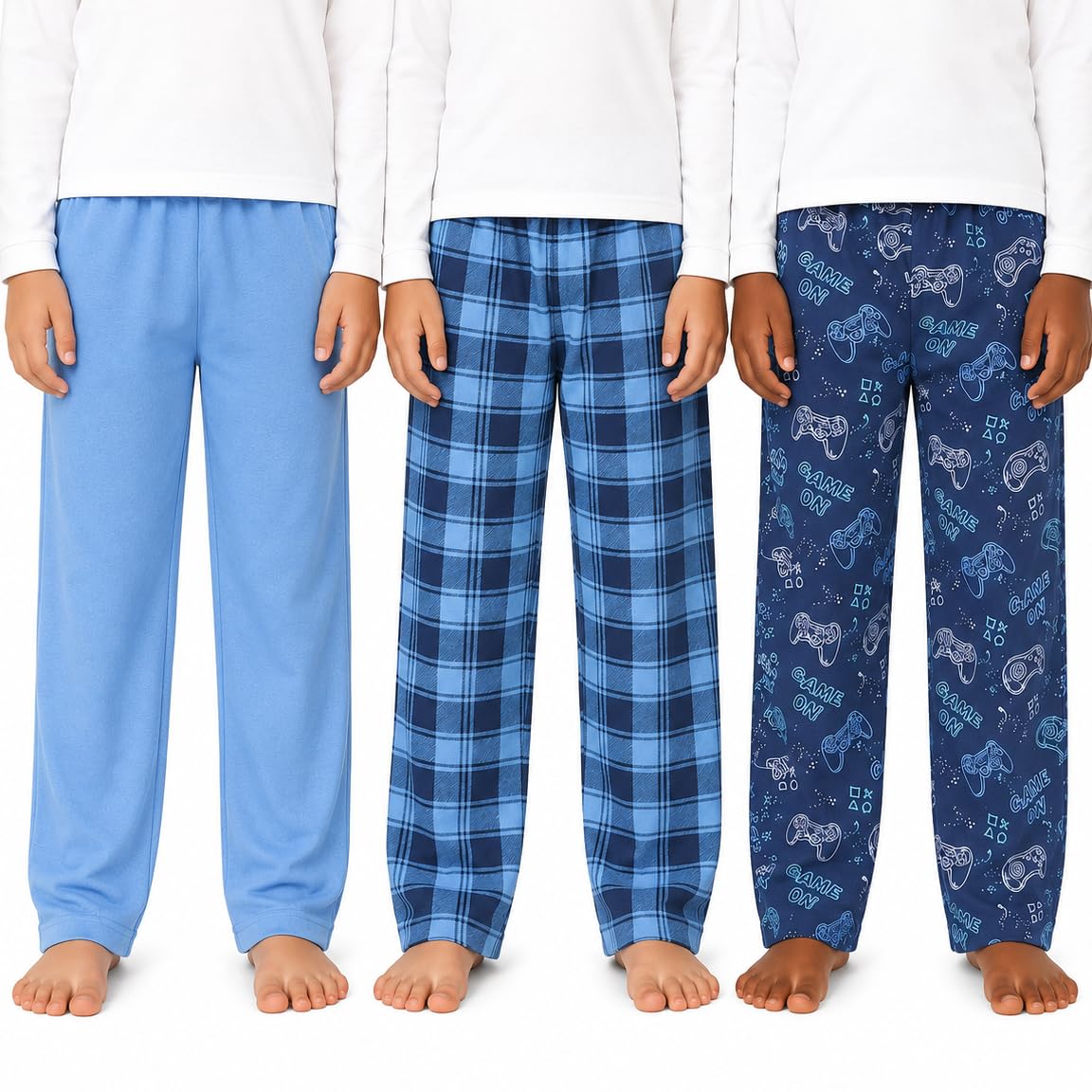 Mad Dog Concepts Boys Pajama Pants - Soft Micro Fleece PJ Bottoms for Kids Printed Plaid Design Boy's Sleepwear Size 6–20 3PK