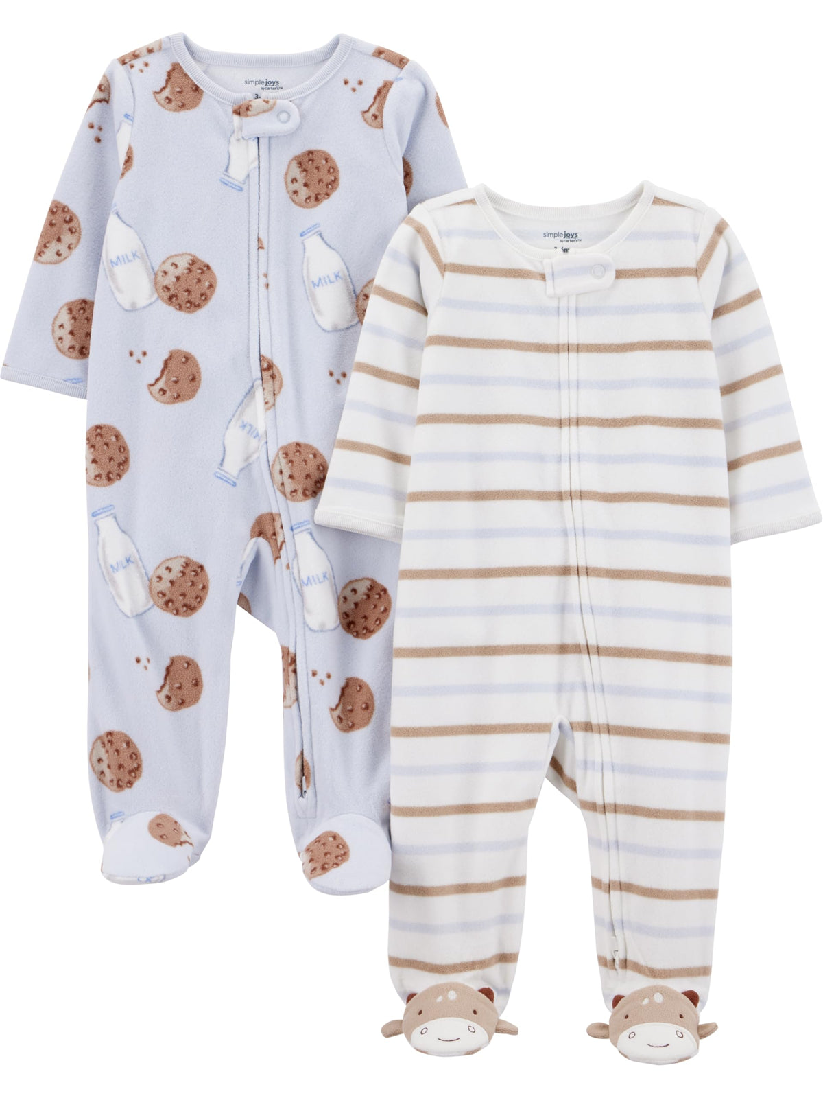 Simple Joys by Carter's Unisex Baby 2-pack Neutral Fleece Footed Sleep and Play