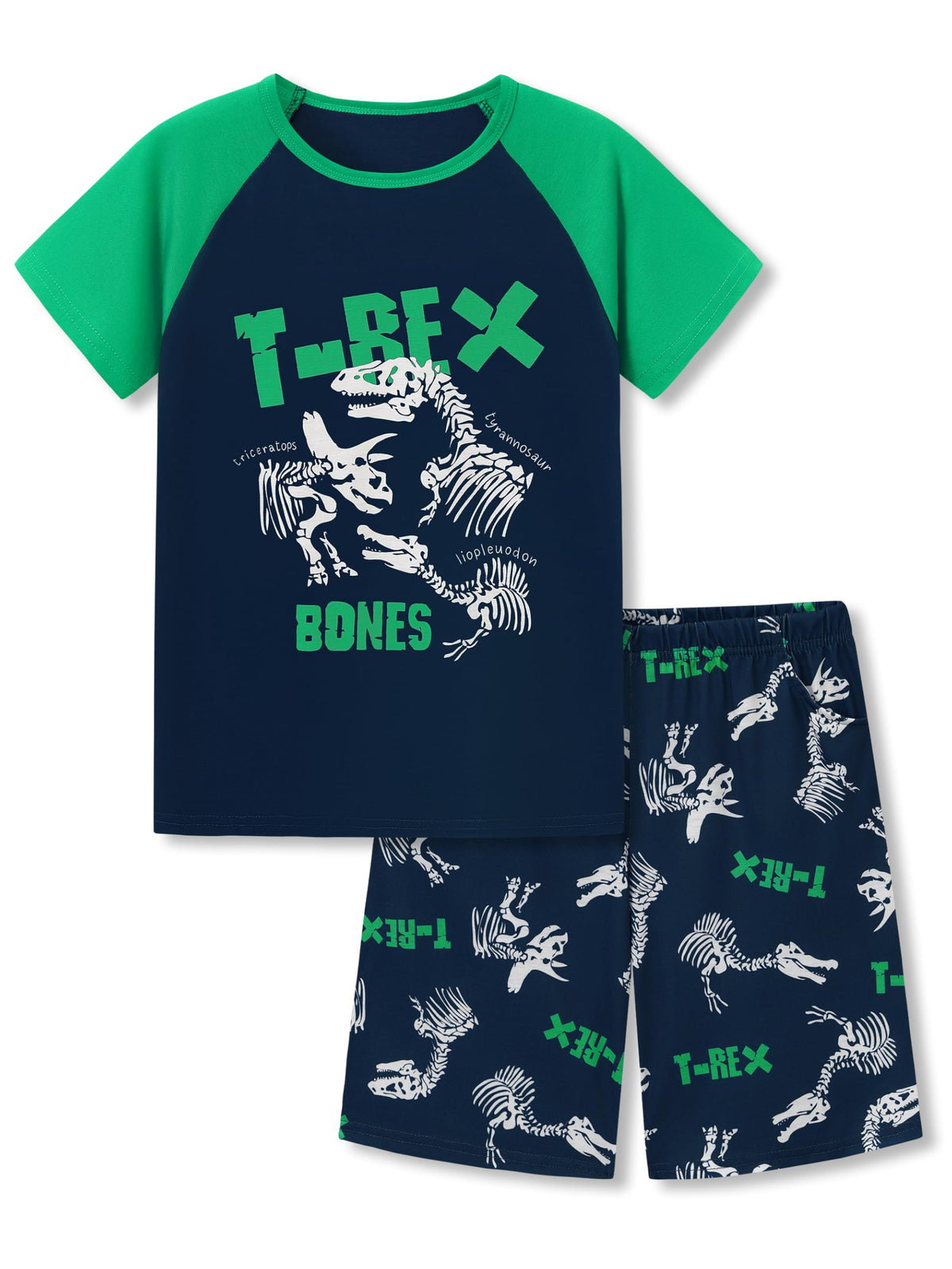 Topgal Boys 2-Piece Short Sleeve Tee & Shorts Pajamas Set Size 6-18
