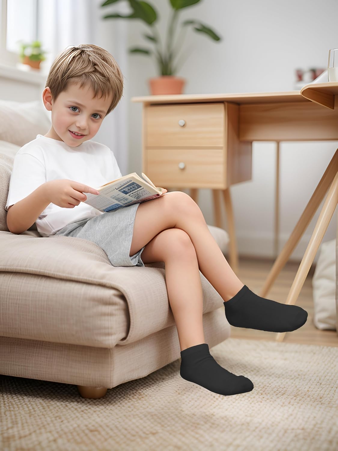 URATOT 24 Pairs Kids' Low Cut Socks - Boys' or Girls' Half Cushion Athletic Ankle Socks (4-16 Years)