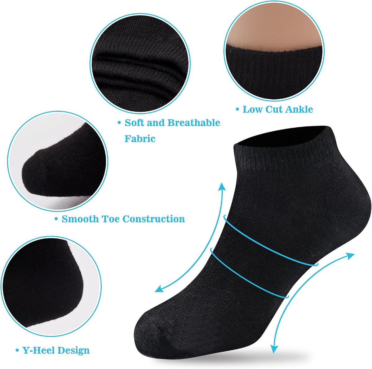 Duufin Kids Socks 20 Pairs Ankle Socks for Kids Boys Girls 4-15 Years Old