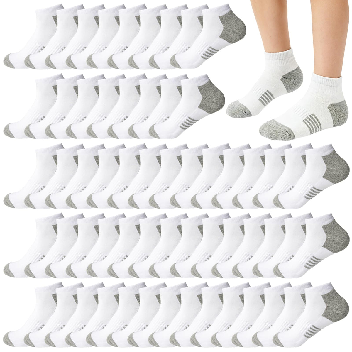 16-30 Pairs Boys Low Cut Ankle Socks Kids Crew Athletic Breathable Cushion Sole Socks for Running Hiking