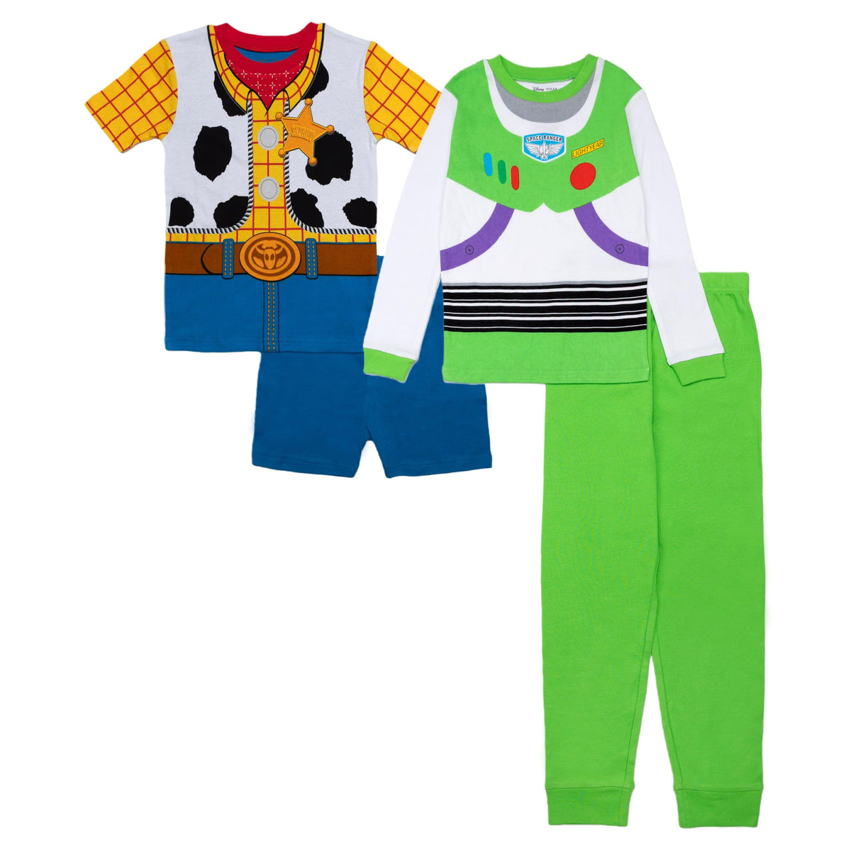 Disney Boys' 4-Piece Snug-fit Cotton Matching Comfortable Pajama Set, Soft & Cute for Kids