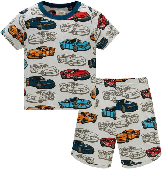 Kids Boys' Pajama Set Short Sleeve T-Shirt+Shorts Car Fire Truck Cartoon Print Little Kid 100% cotton clothing
