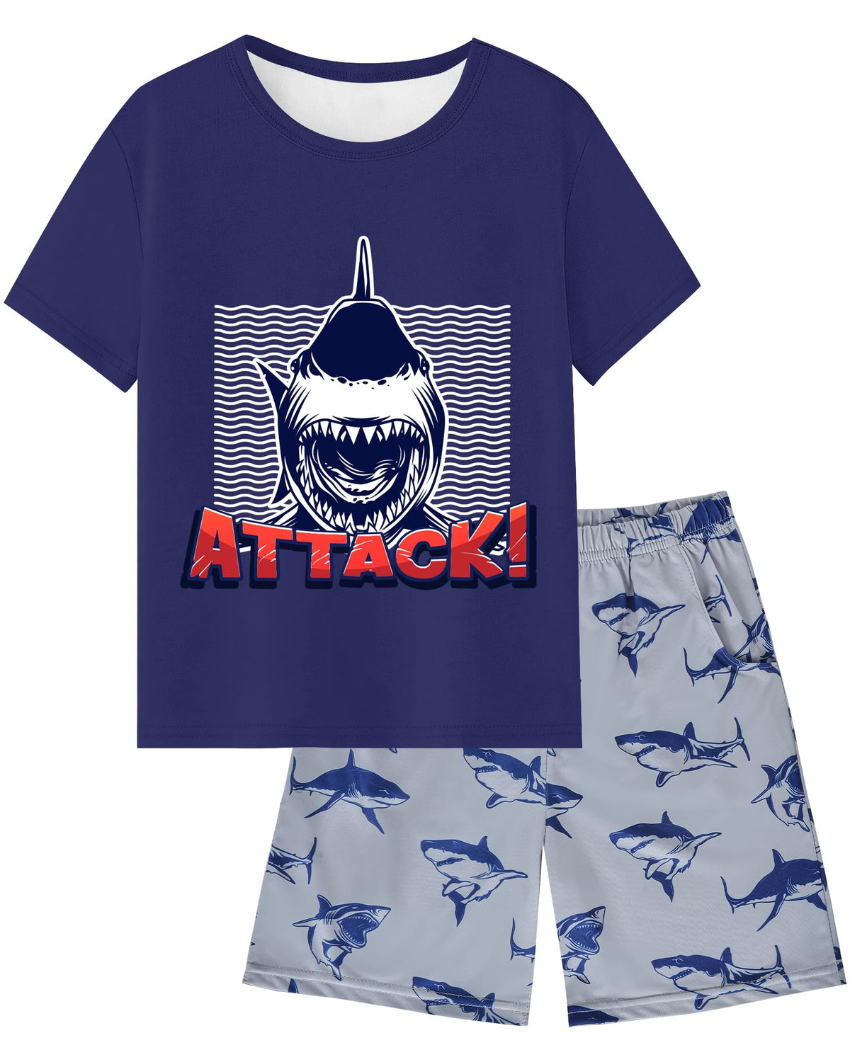Fiodrimy Boys Pajamas Big Boys PJs Set Summer Short Sleeve Kid Sleepwear Boy Pajamas Size 8-14
