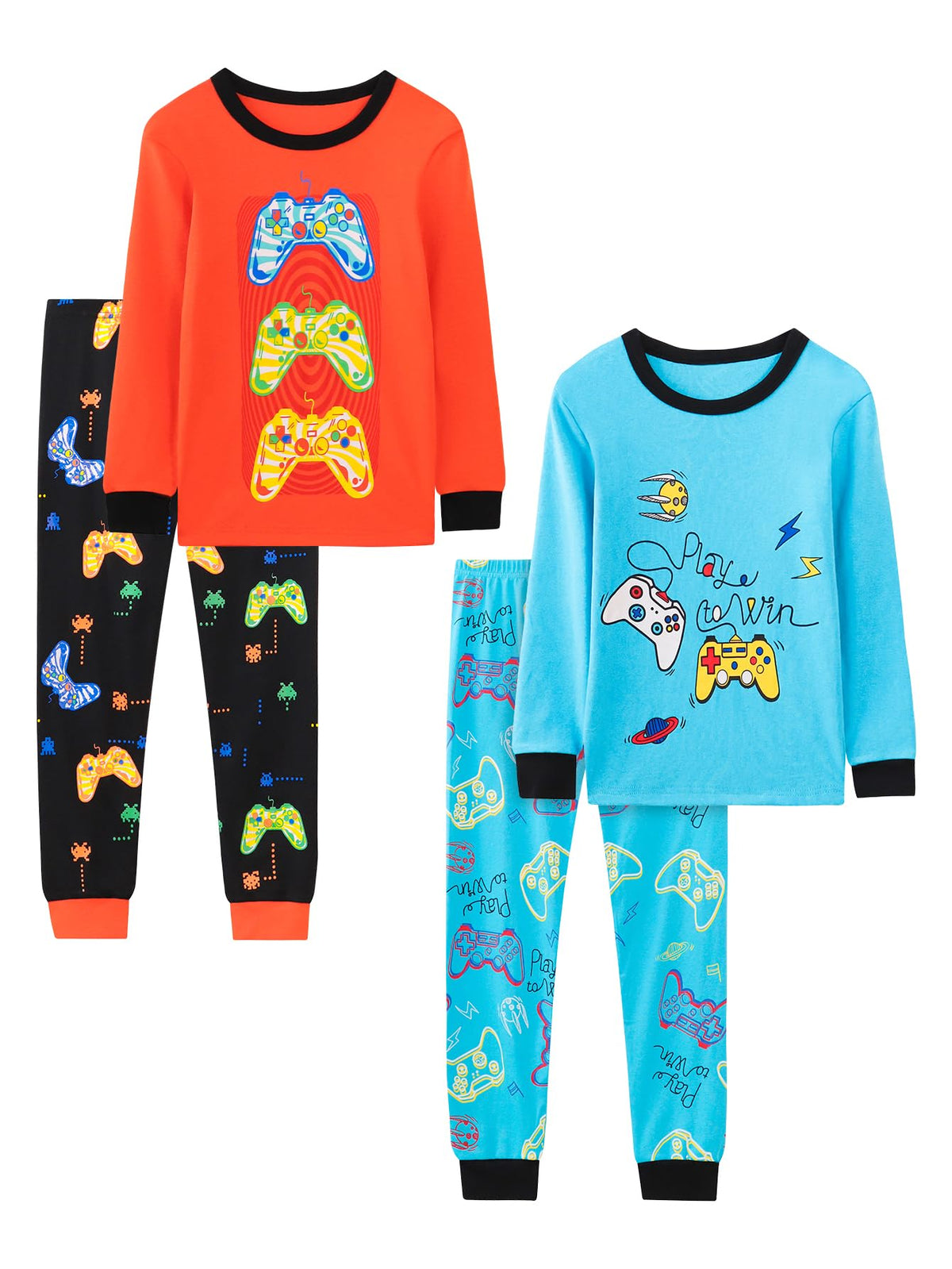 Boys 4-Piece Pajamas Cotton Christmas Halloween Pjs Set Kids Sleepwear