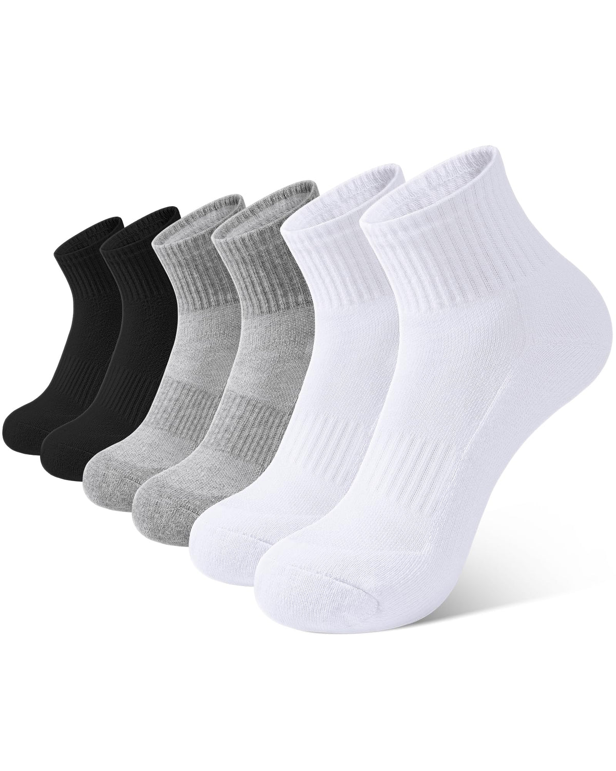 BOOPH 6 Pairs Kids Socks Boys Girls Cushioned Quarter Athletic Ankle Socks