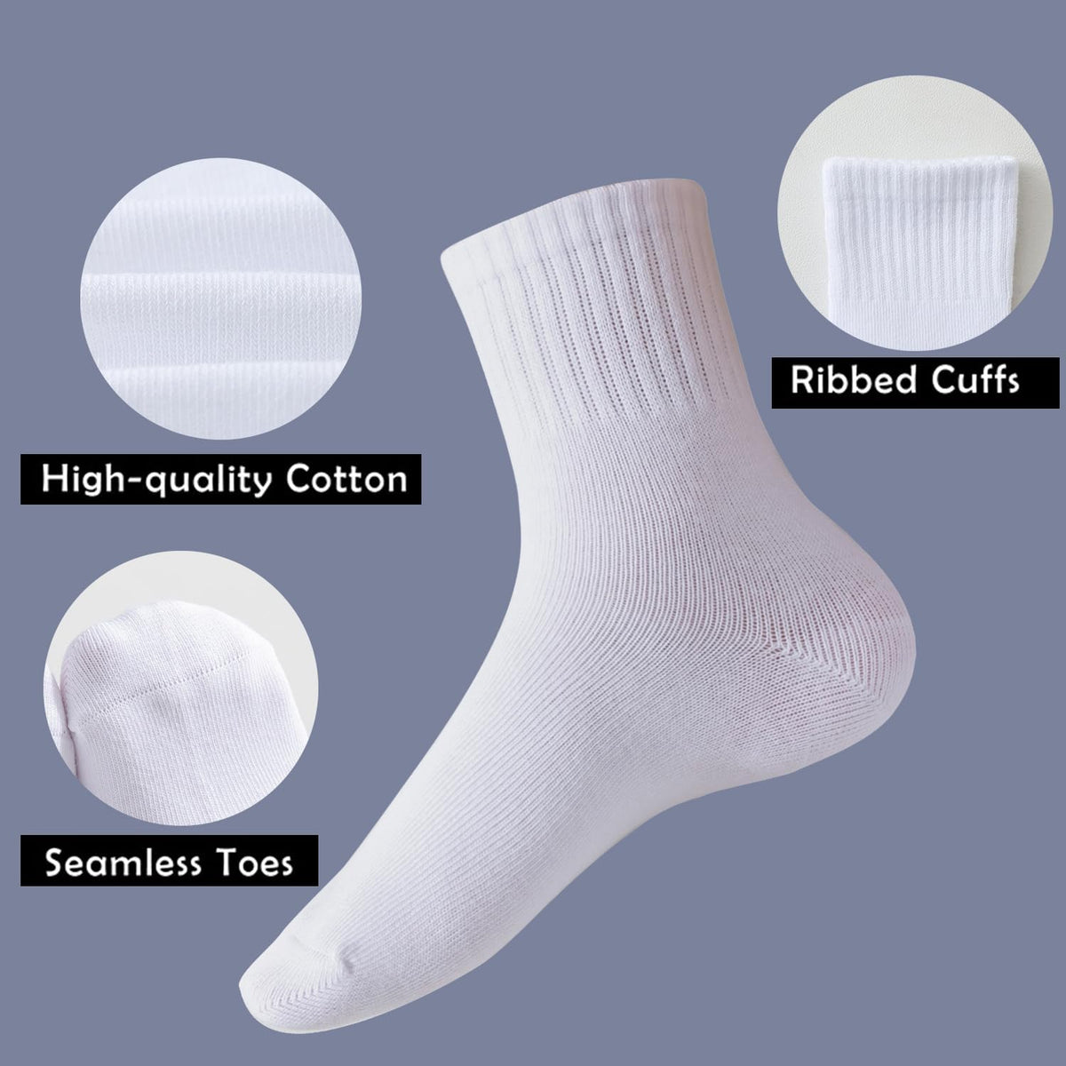 EPEIUS Kids Crew Socks Seamless Cotton Dress Socks for Boys Girls 1-15Y