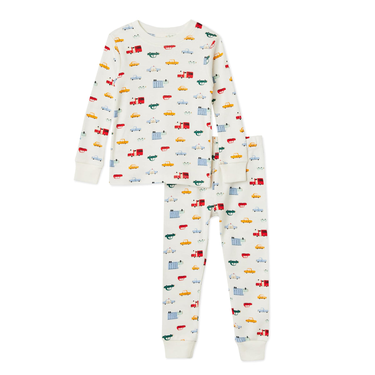 Amazon Essentials Boys' Snug-Fit Cotton Pajama Set, Long-Sleeve T-Shirt and Pants