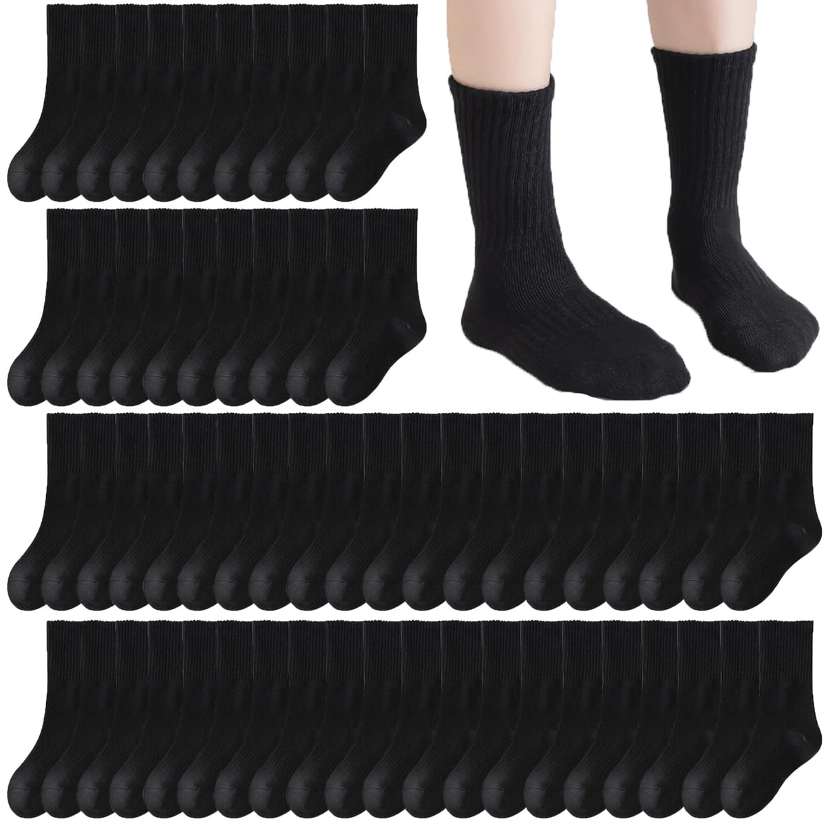 20 Pairs Crew Athletic Socks for Kids Breathable Cushion Crew Socks for Kids Sport Running Traveling