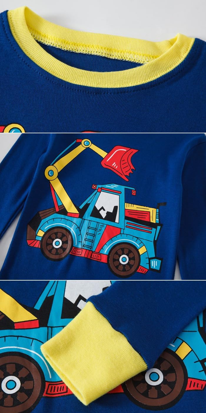 Little bety Boys 4 Pieces Cotton Pajamas Toddlers Long Sleeve 24M-12Years