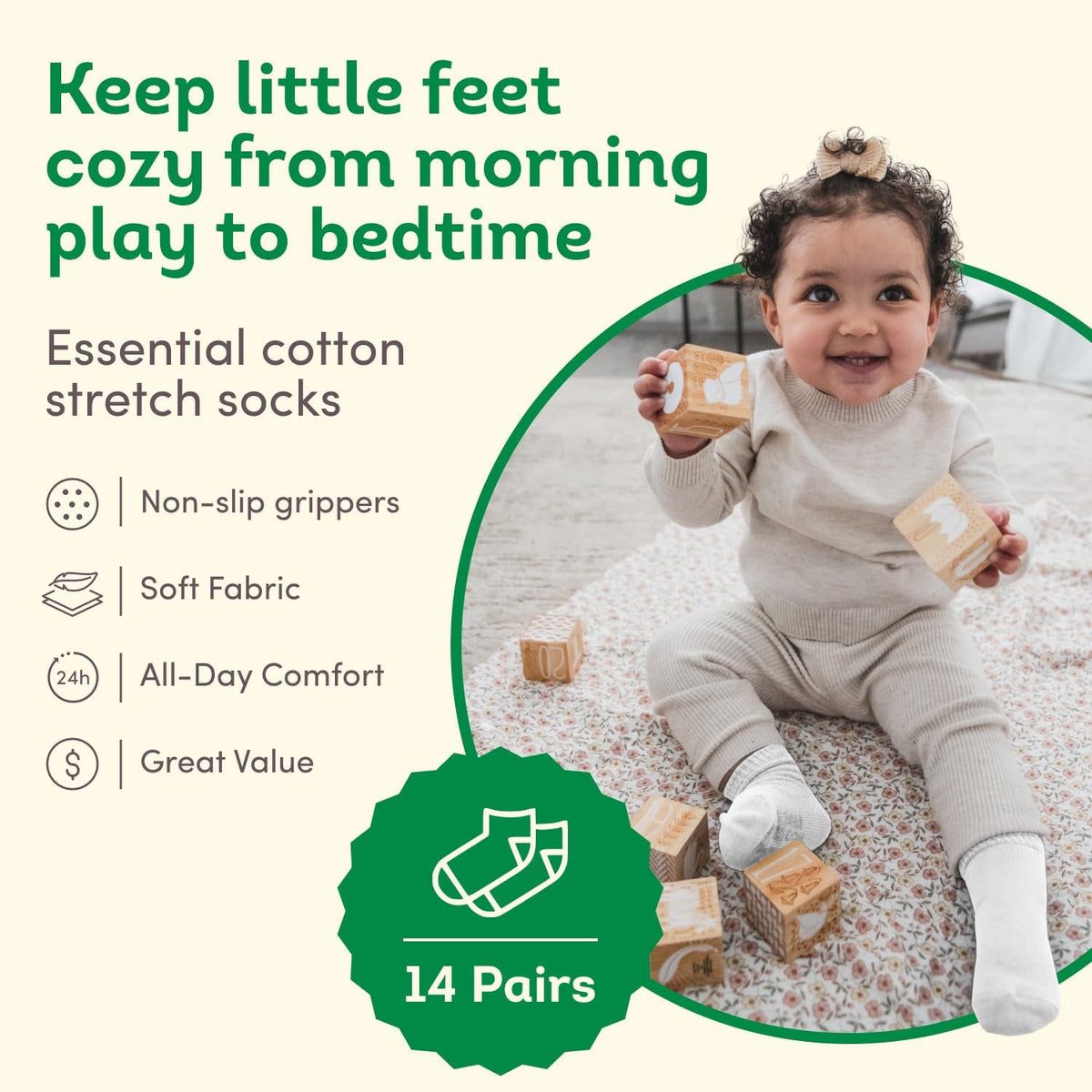 Fruit of the Loom Baby & Toddler Grow & Fit Flex Zones Cotton Stretch Socks - Unisex, Girls, Boys