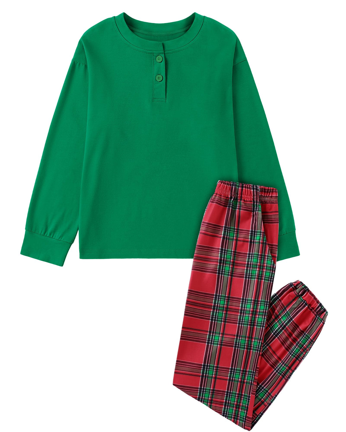 CARETOO Boys Pajamas Plaid Pants Long Sleeve Henley 2 Piece Set Kids Sleepwear PJs Soft Loungewear for Boys 5-14 Years
