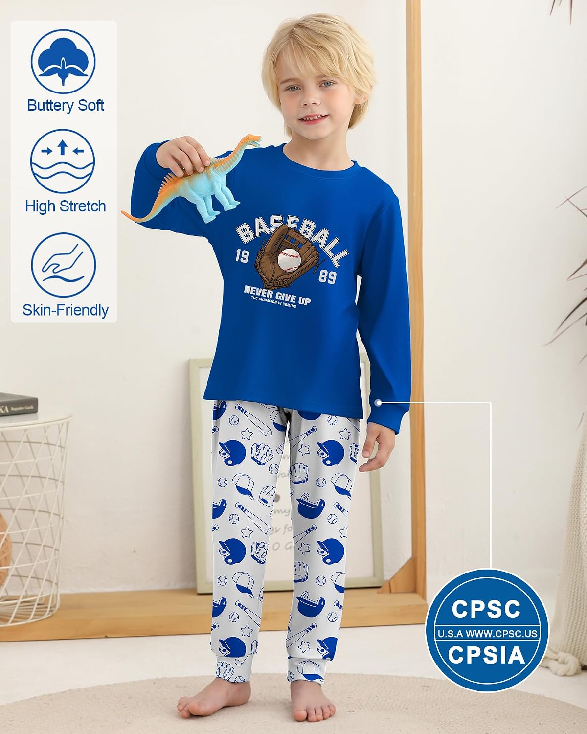 Mikrdoo Boys Pajamas 2 Piece Long Sleeve Top and Pants Set Kids 6-16Y