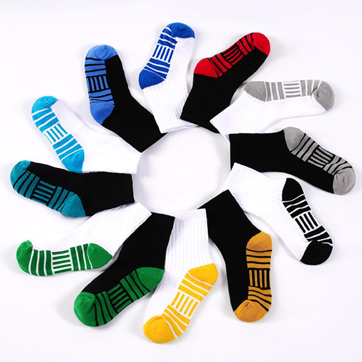 ZERULETS 12 Pairs Kids Socks Boys Crew Athletic Cotton Socks for 1-14 Years