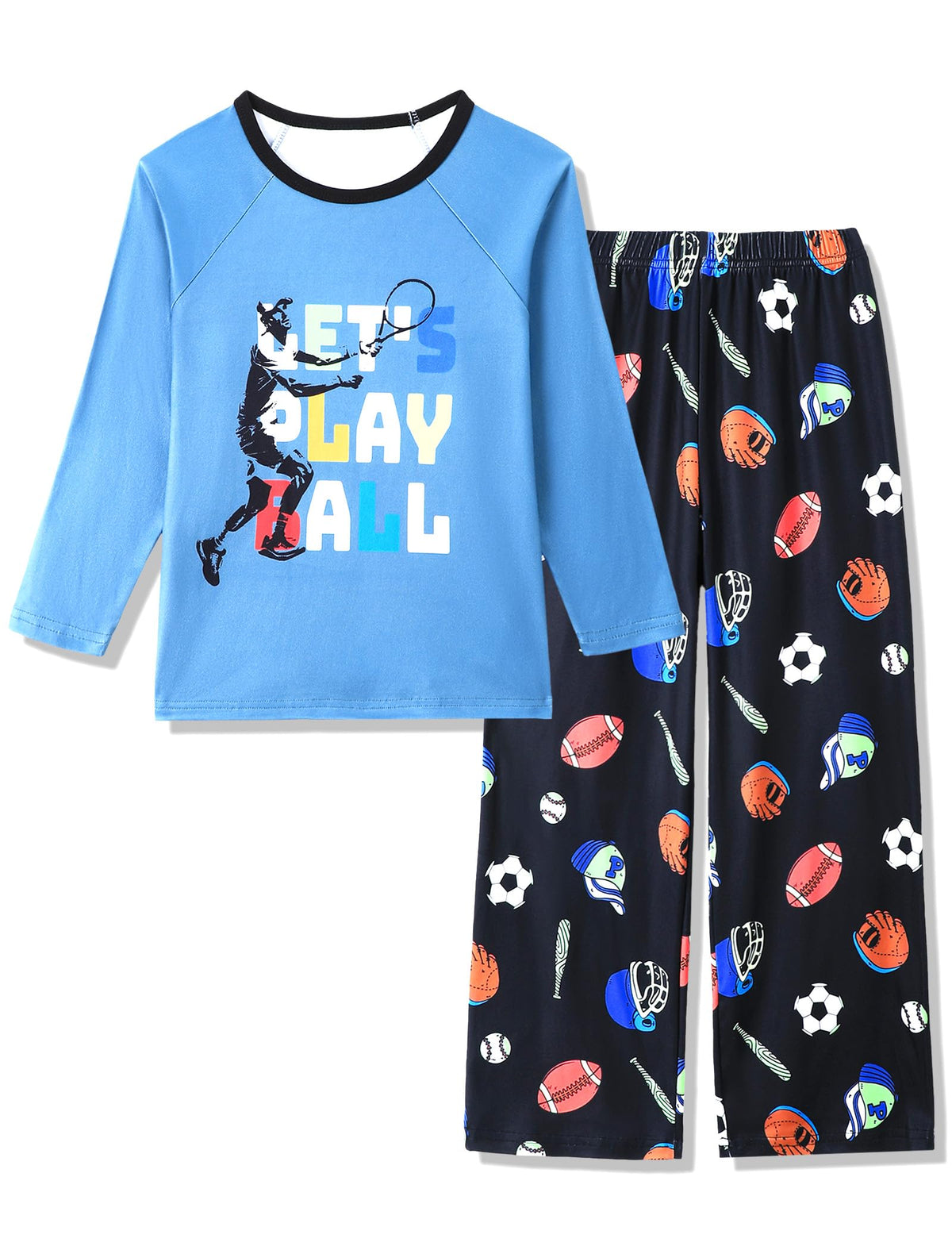 Mikrdoo Boys Pajamas Soft Stretchy Long Sleeve 2-Piece Sleep Set 6Y-16Y