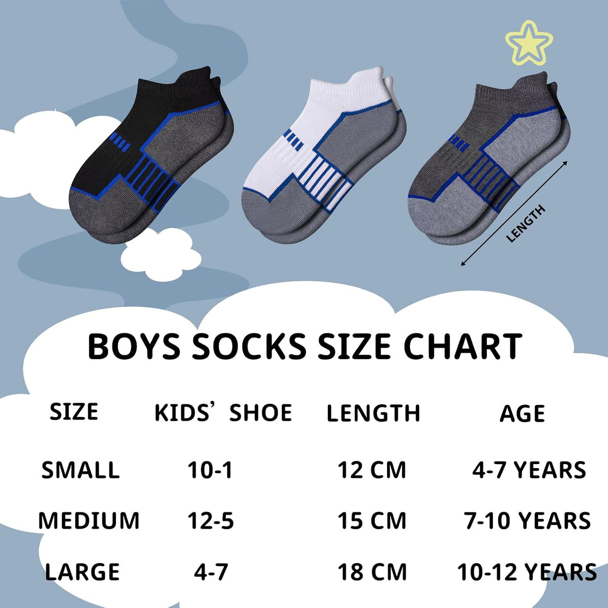 Comfoex 12 Pairs Boys Socks Ankle Low Cut Socks Athletic Half Cushioned Short Socks For Kids 4-6 6-8 8-10 Years Old