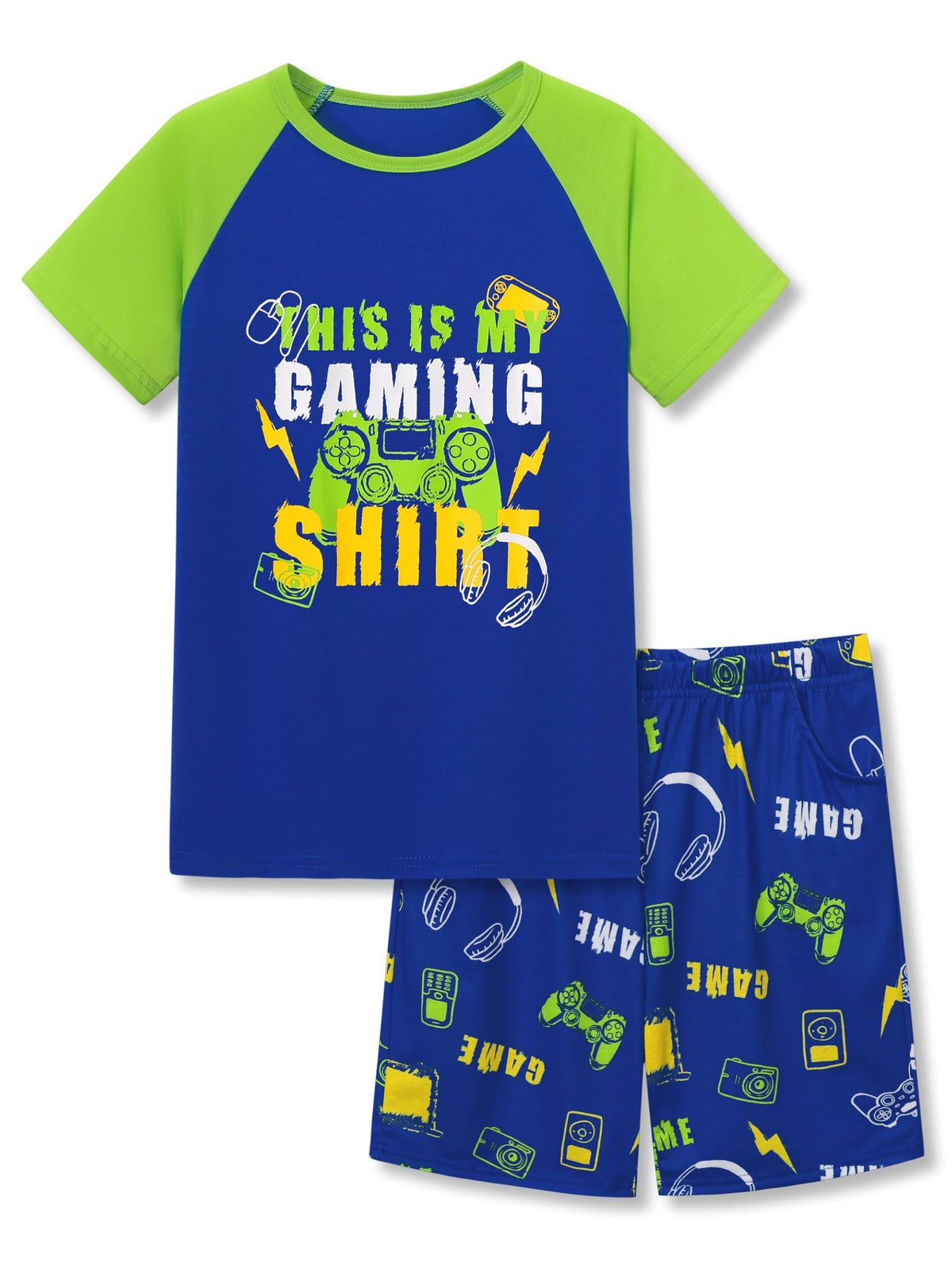 Topgal Boys 2-Piece Short Sleeve Tee & Shorts Pajamas Set Size 6-18
