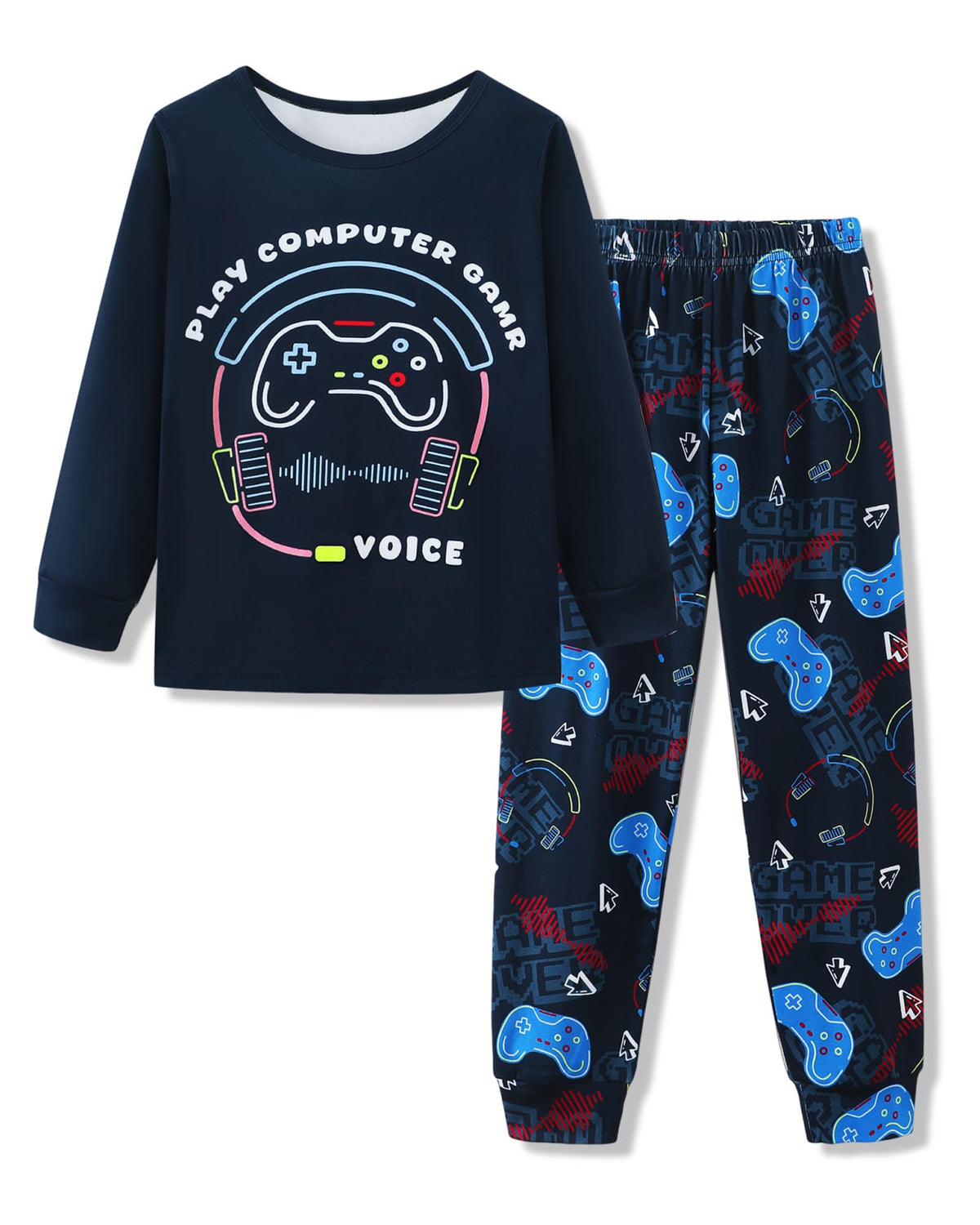 Mikrdoo Boys Pajamas 2 Piece Long Sleeve Top and Pants Set Kids 6-16Y