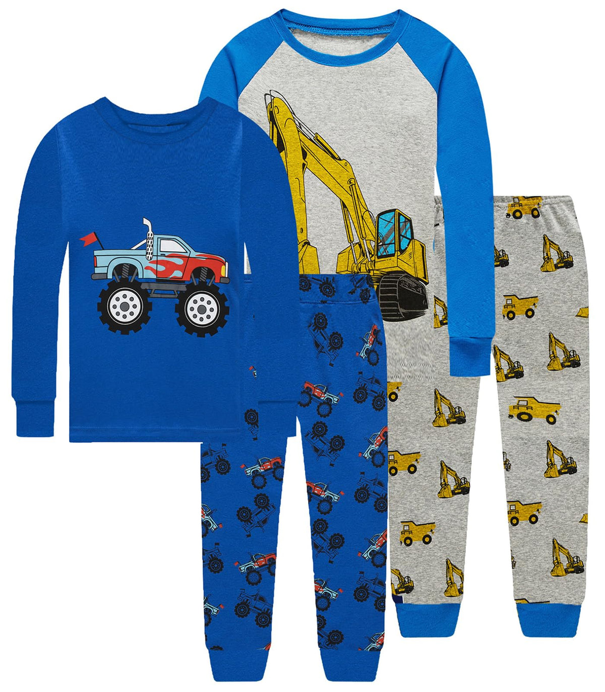 Little bety Boys 4 Piece Cotton Pajamas Long Sleeve Toddlers Pjs 24M-12Year