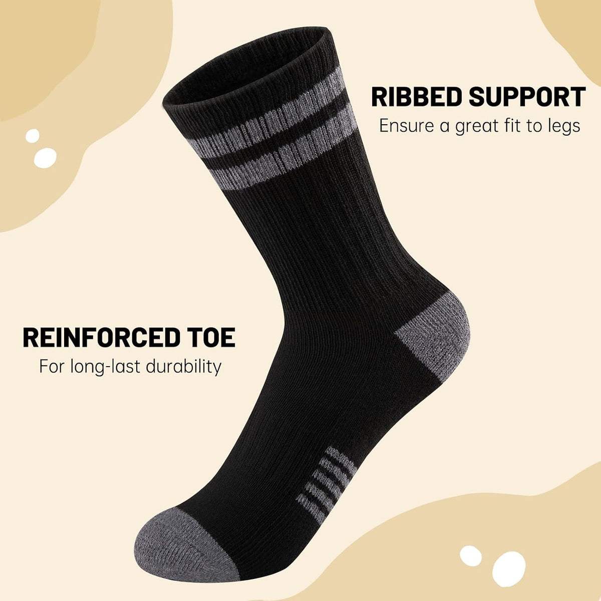 Comfoex 10 Pairs Boys Crew Long Athletic Socks for 4-6 6-8 8-10 Years Old Kids Calf Sports Half Cushioned