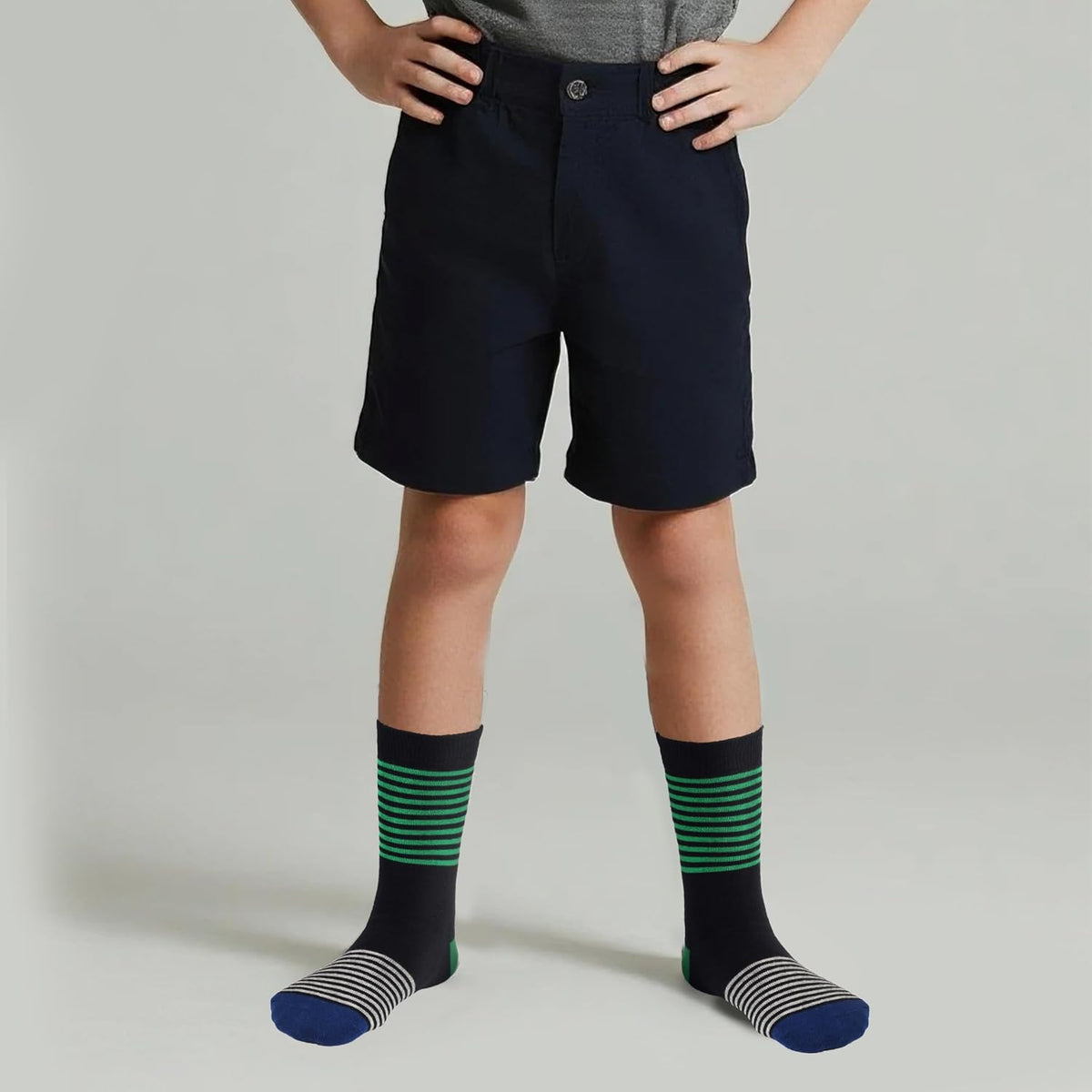 COTTON DAY Kids Boys Crew Dress Socks Bright Colorful Stripes Design 5 Pack