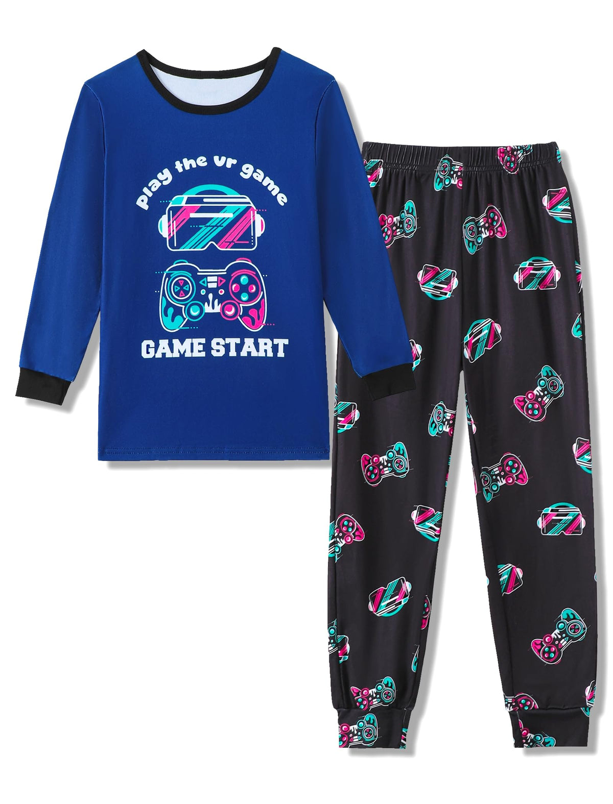 Mikrdoo Boys Pajamas 2 Piece Long Sleeve Top and Pants Set Kids 6-16Y