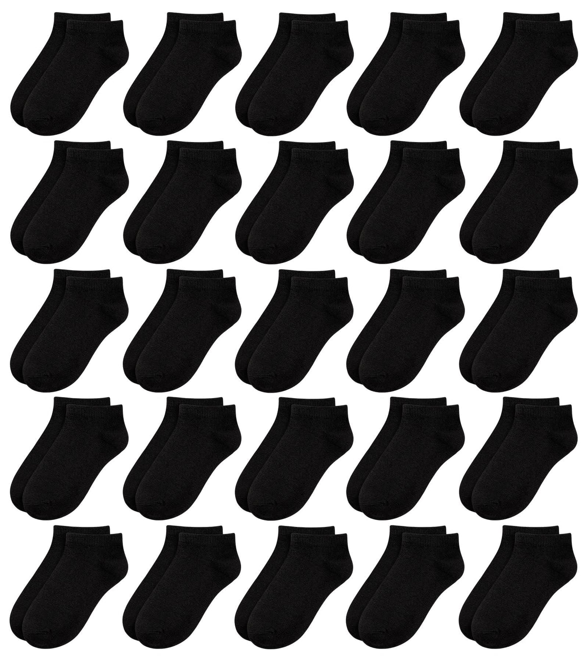 BOOPH 25Pack Kids Low Cut Ankle Socks Boys Girls Half Cushion Athletic Sock