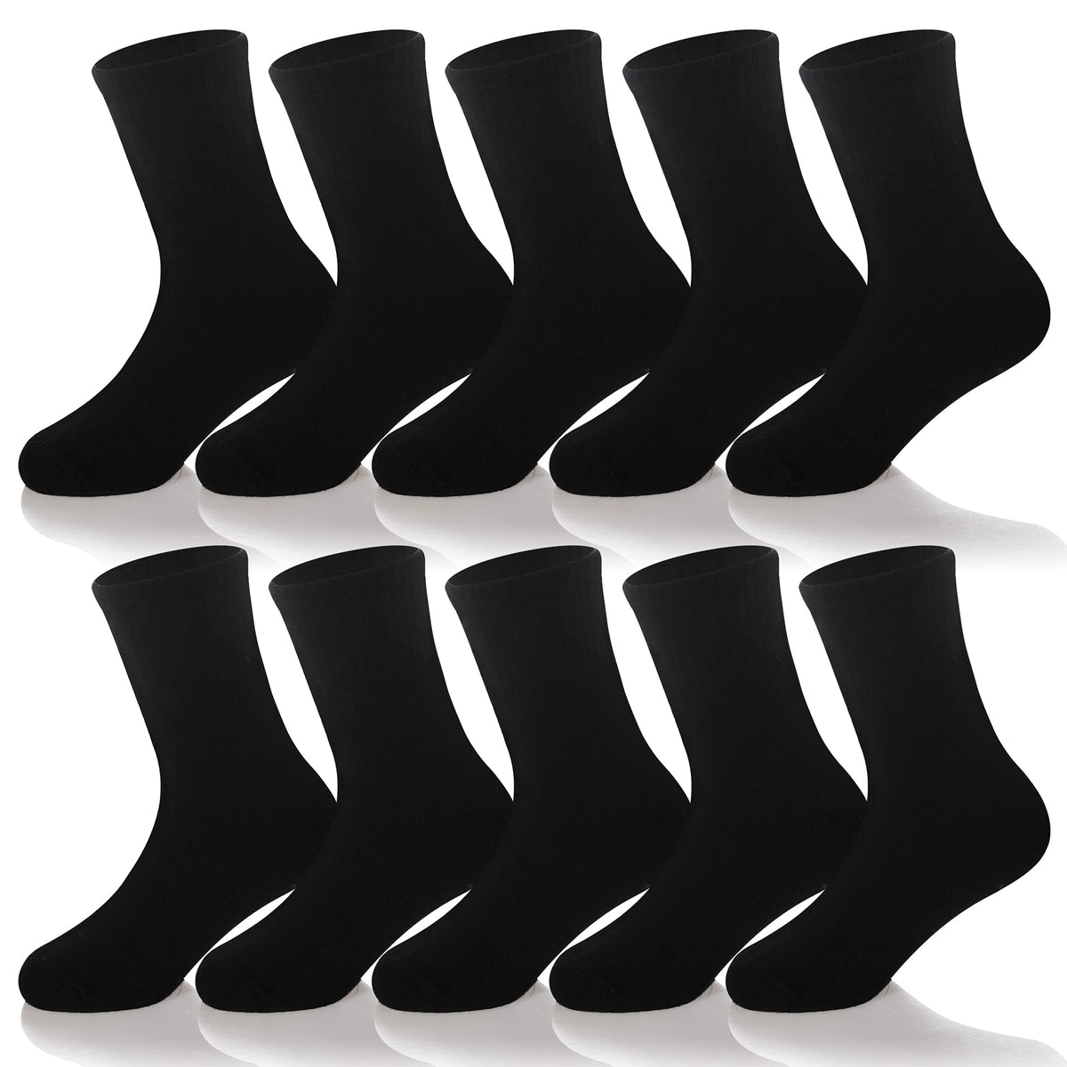 Kids Classics Crew Socks 10 Pairs Child Boy Girls Athletic Cotton Basic School Uniform Breathable Casual Sports Socks
