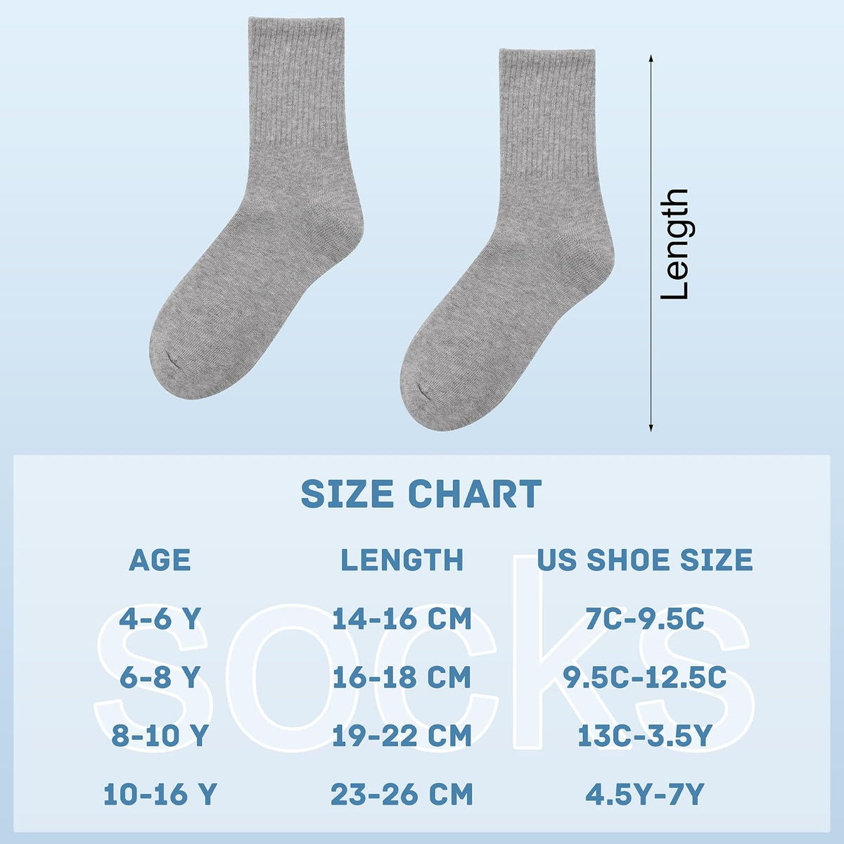 Cooraby 6 Pairs Unisex Kids Crew Socks Boys Girls Athletic Socks with Retro Stripes Soft Cotton Socks Black White Grey