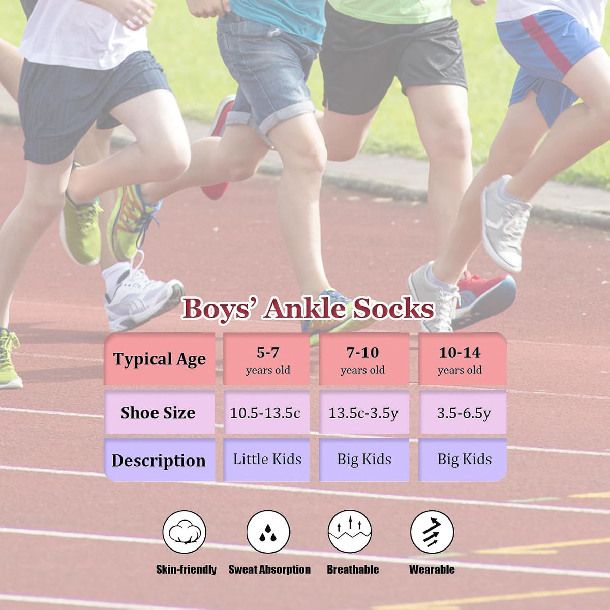 Bemeol Boys Socks 18 Pairs Ankle Socks Boy Running Athletic Sock Low Cut Ankle Sock for Little Big Kids