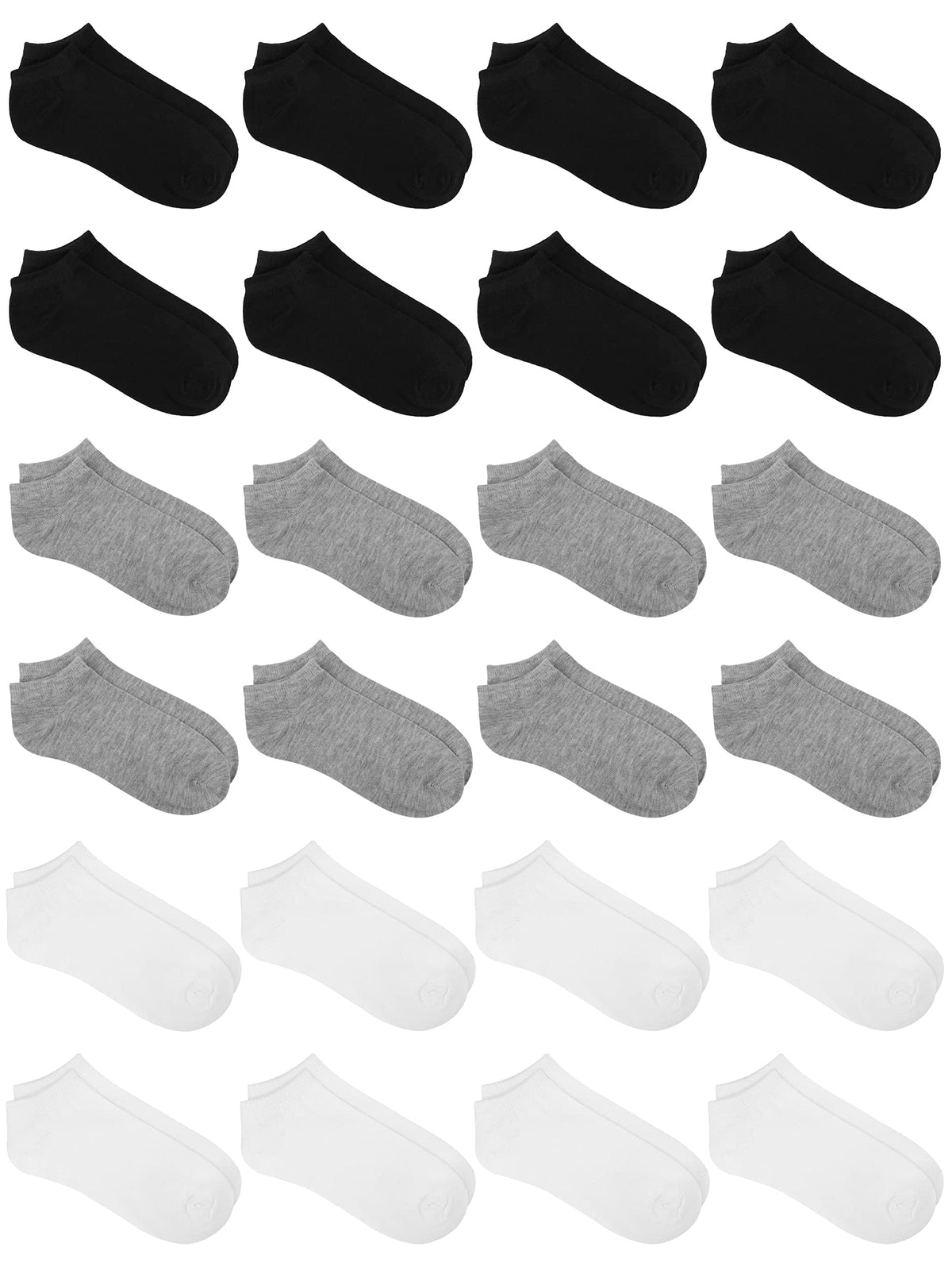 URATOT 24 Pairs Kids' Low Cut Socks - Boys' or Girls' Half Cushion Athletic Ankle Socks (4-16 Years)