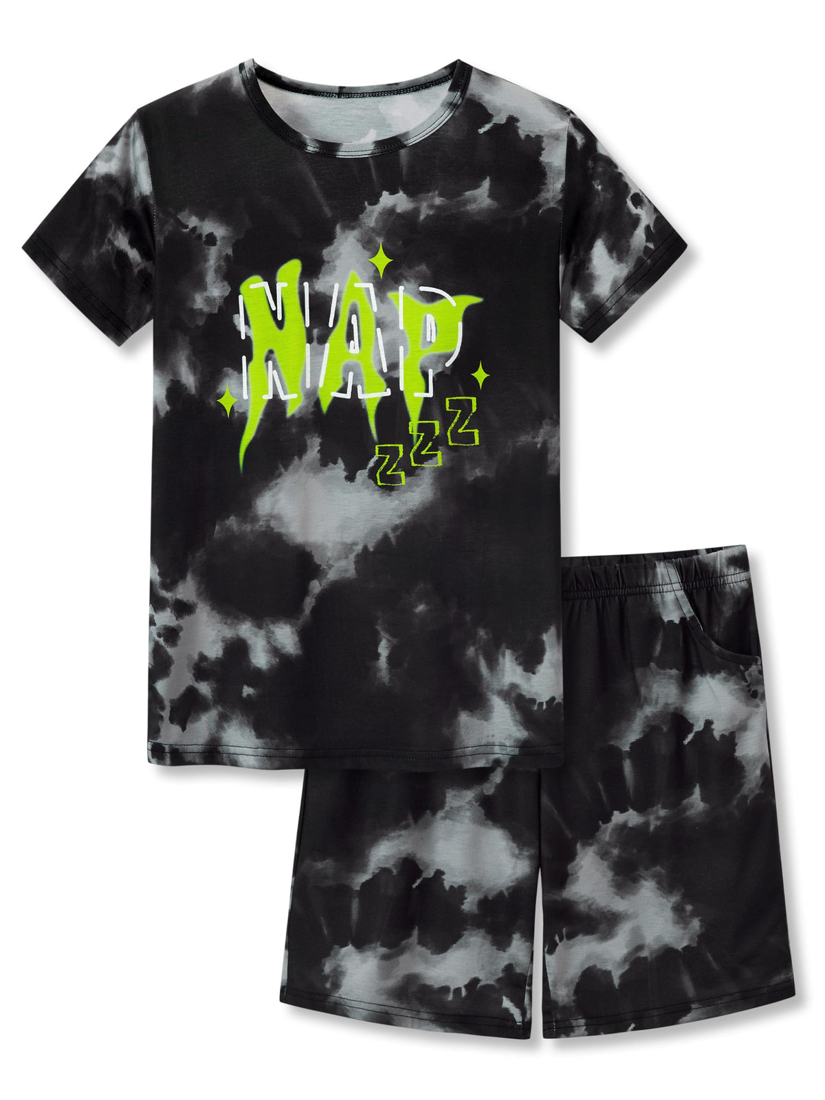 Beezizac Boys Summer Pajamas, Short-Sleeve 2-Piece Sleepwear, Sizes 6-18