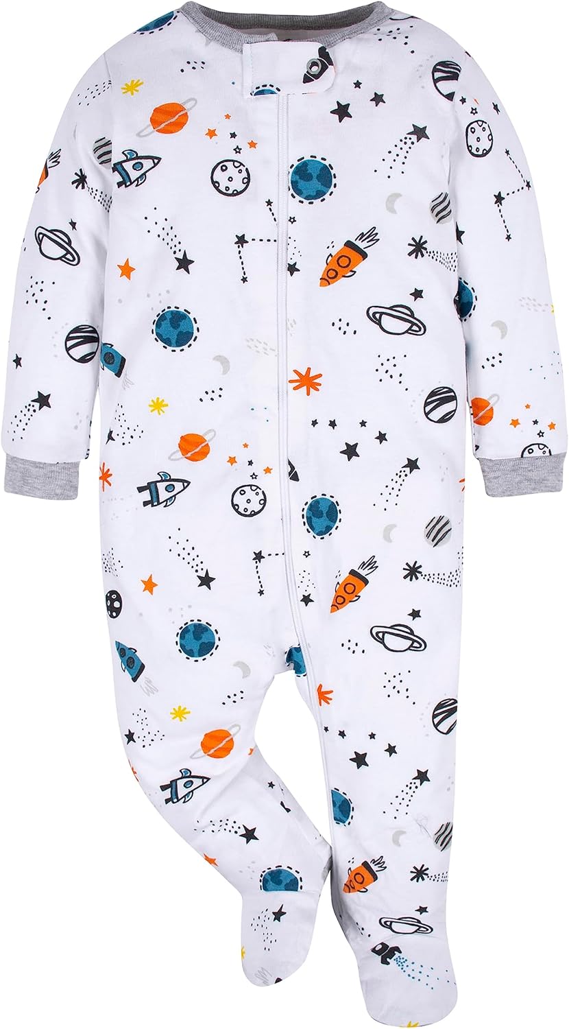 Gerber Baby Boys 4 Pack 'N Play Footie And Toddler Sleepers, Space, 6-9 Months US