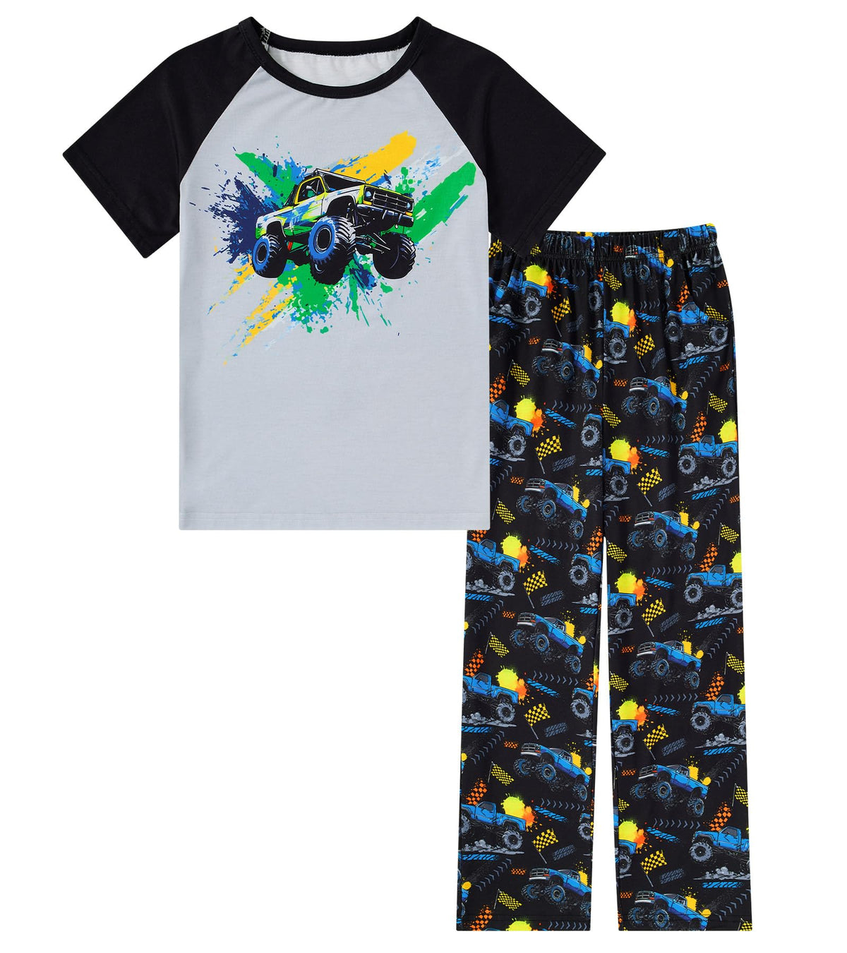 Funnycokid Boys Pajamas 2 Piece Kids Summer Pjs Loose Fit Size 6-12