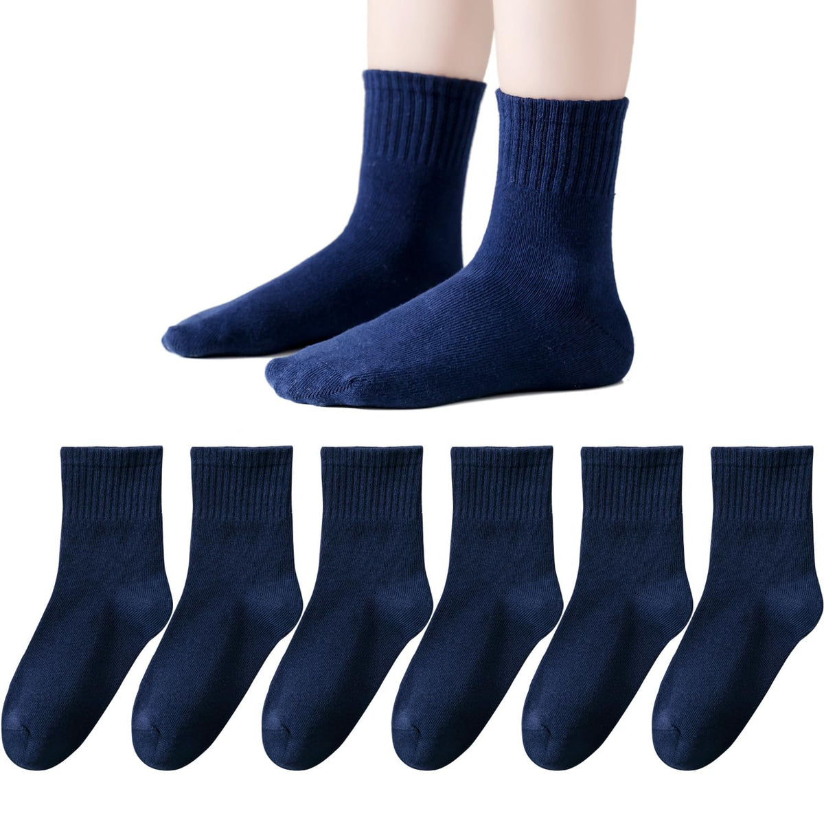 EPEIUS Kids Crew Socks Seamless Cotton Dress Socks for Boys Girls 1-15Y