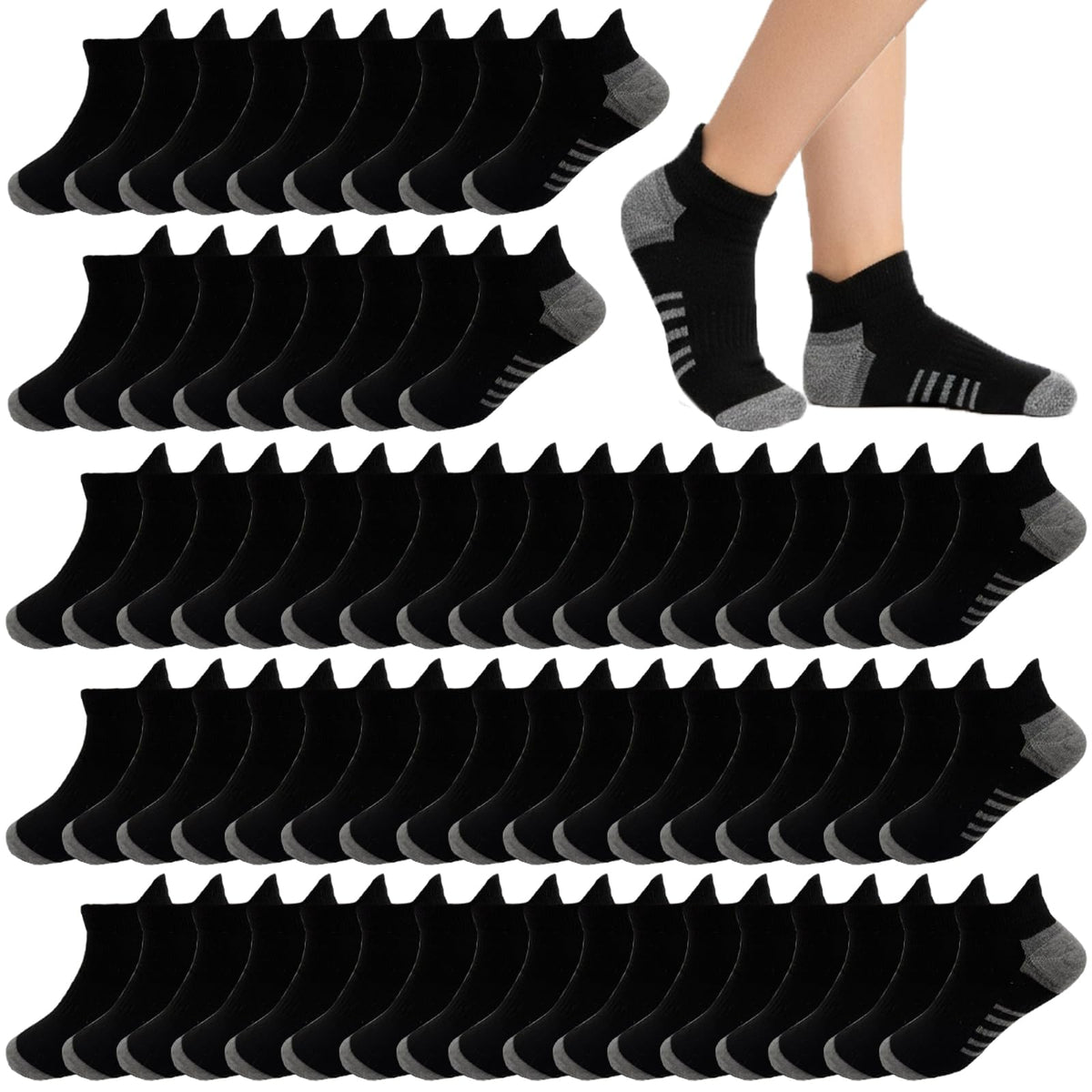 20 Pairs Boys Low Cut Ankle Socks Kids Crew Athletic Breathable Cushion Sole Socks for Running Hiking