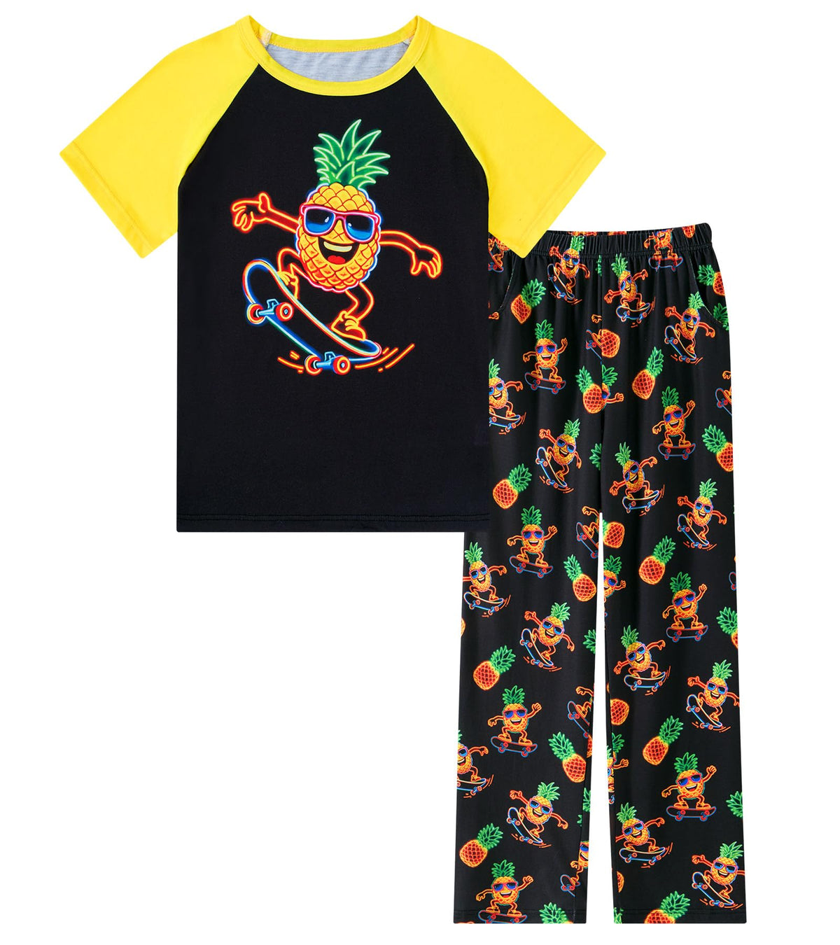 Funnycokid Boys Pajamas 2 Piece Kids Summer Pjs Loose Fit Size 6-12