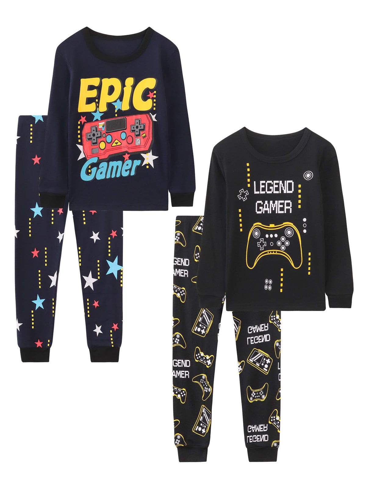 Boys 4-Piece Pajamas Cotton Christmas Halloween Pjs Set Kids Sleepwear