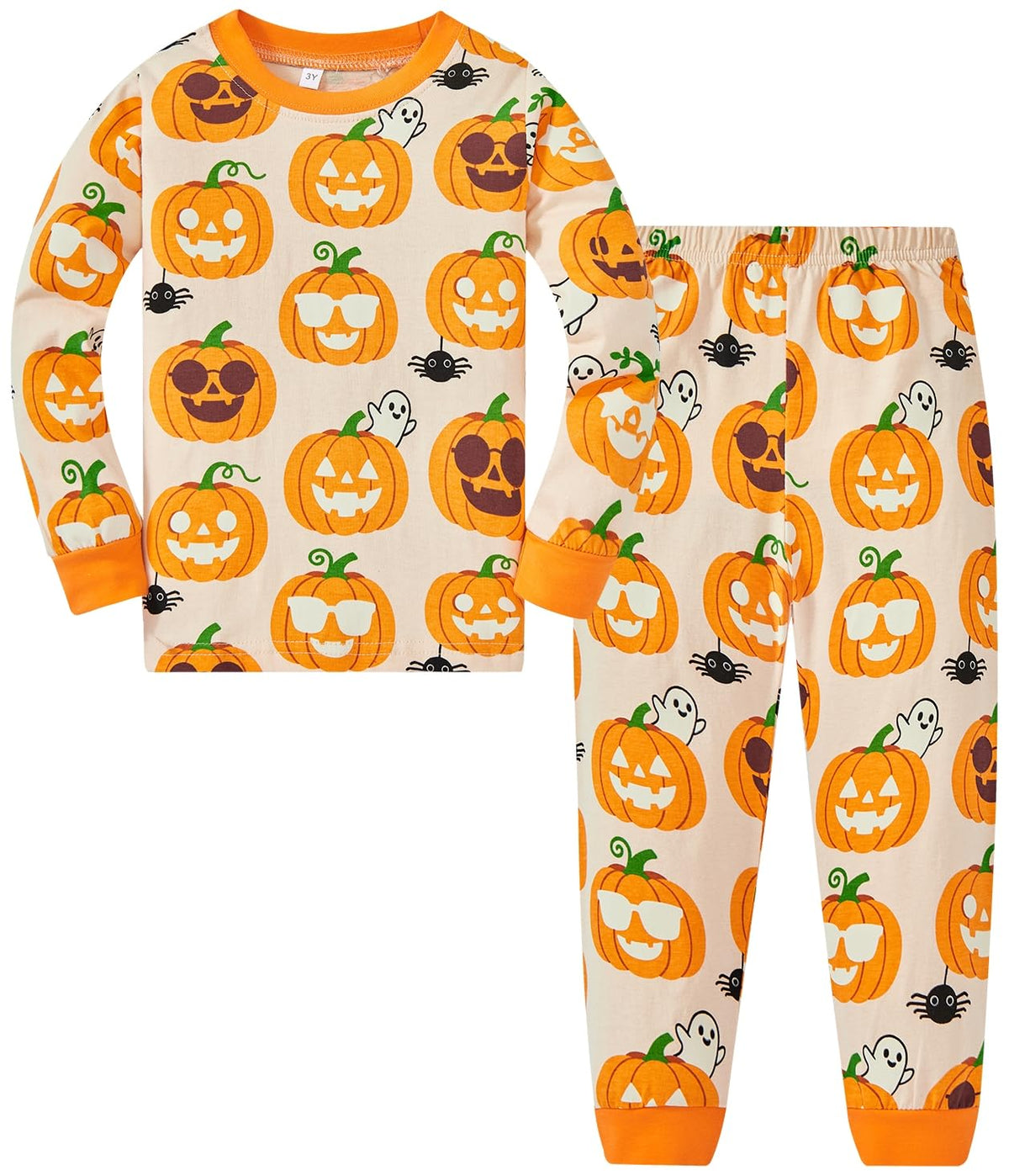 Toddler Boys Skeleton Pajamas Sets Kids Pumpkin Sleepwear Boys Halloween 2 Pcs PJS