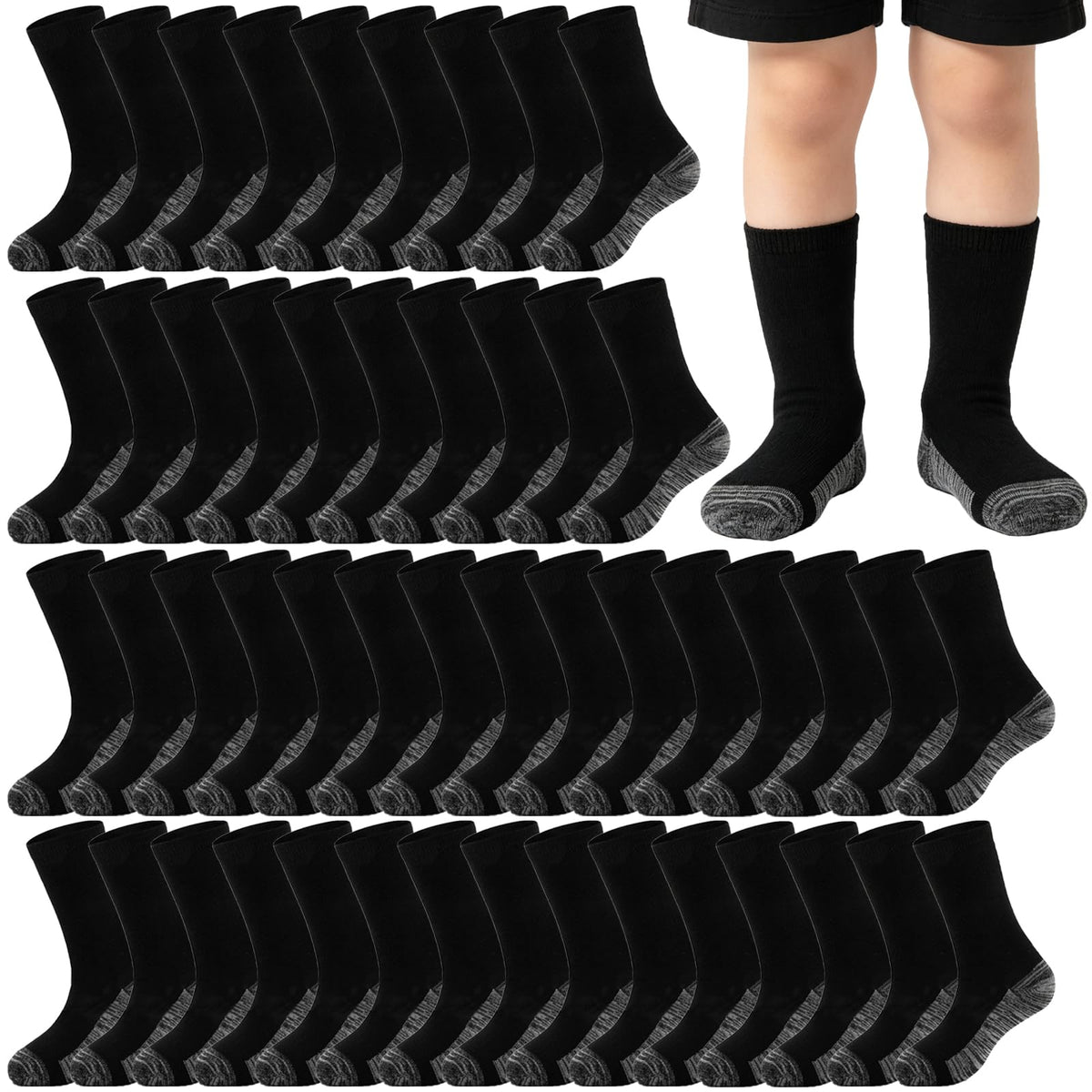 20 Pairs Crew Athletic Socks for Kids Breathable Cushion Crew Socks for Kids Sport Running Traveling
