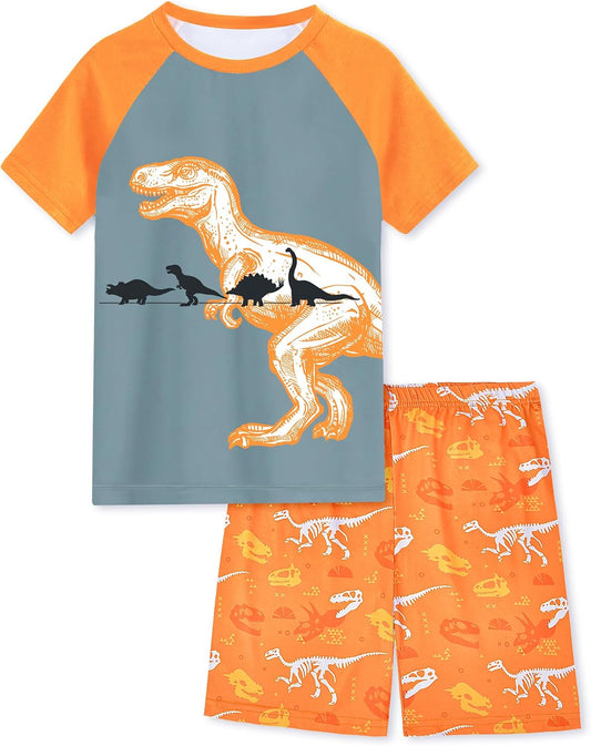 Fiodrimy Boys Pajamas Toddler Boys Summer Pajamas Dinosaur 2 Piece Short Sleeves Boy Pjs Kids Sleepwear Size 3-8 Years