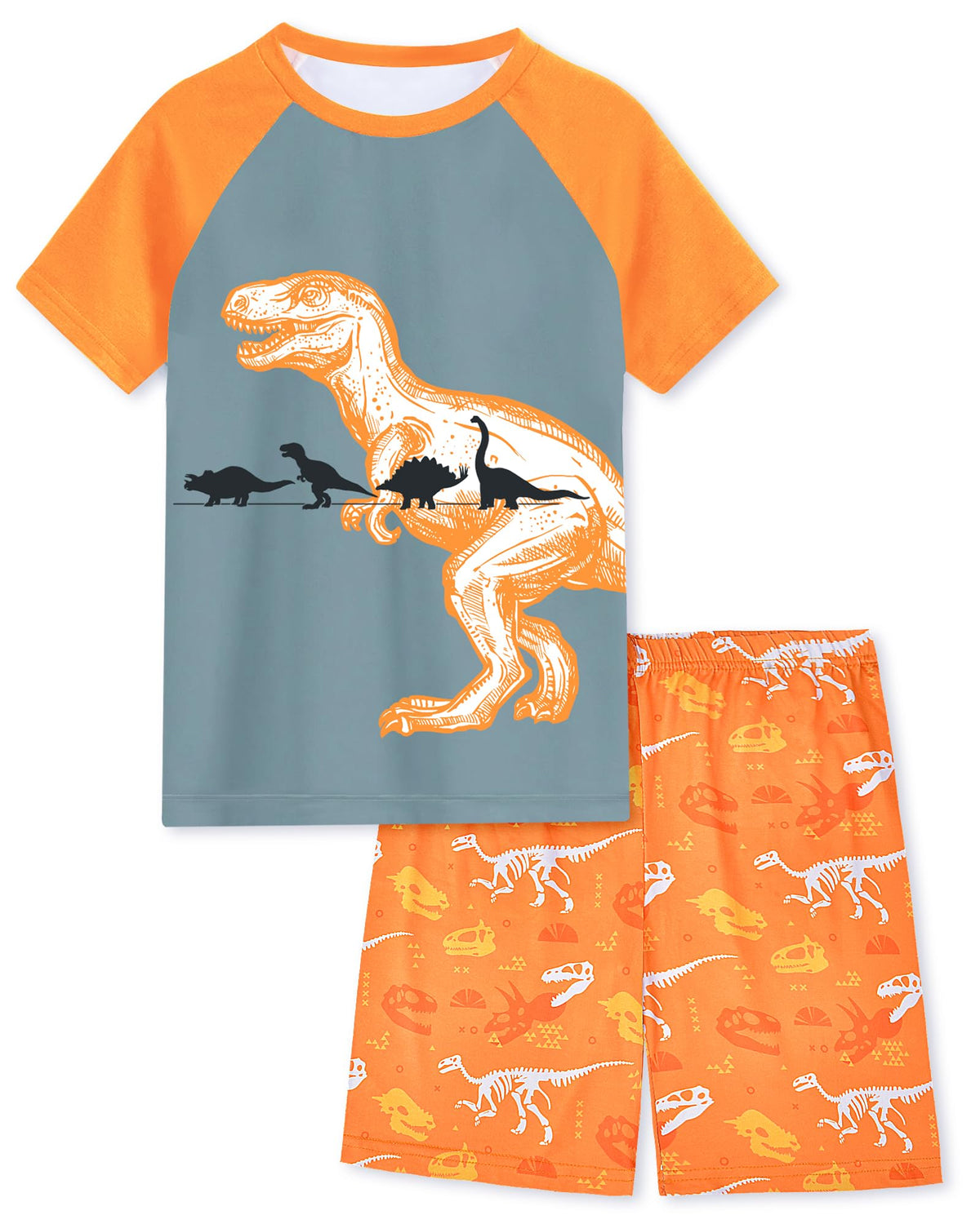Fiodrimy Boys Pajamas Toddler Boys Summer Pajamas Dinosaur 2 Piece Short Sleeves Boy Pjs Kids Sleepwear Size 3-8 Years
