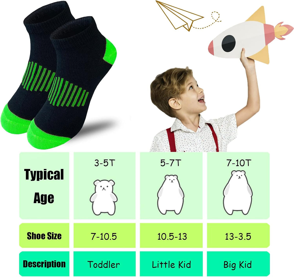 JAMEGIO boys socks 12 Pairs kids Half Cushion Low Cut Sock Sport Ankle Athletic Sock for Little Big Kids