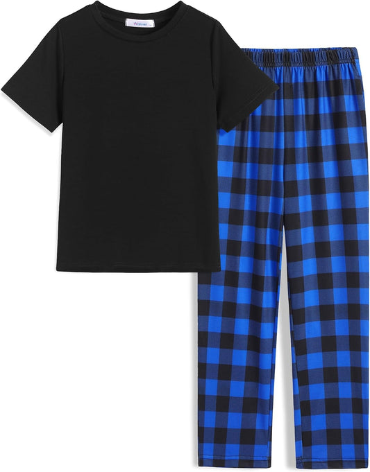 Arshiner Boys Pajamas Short Sleeve Long Pants 2 Piece Pajama Set for Boys