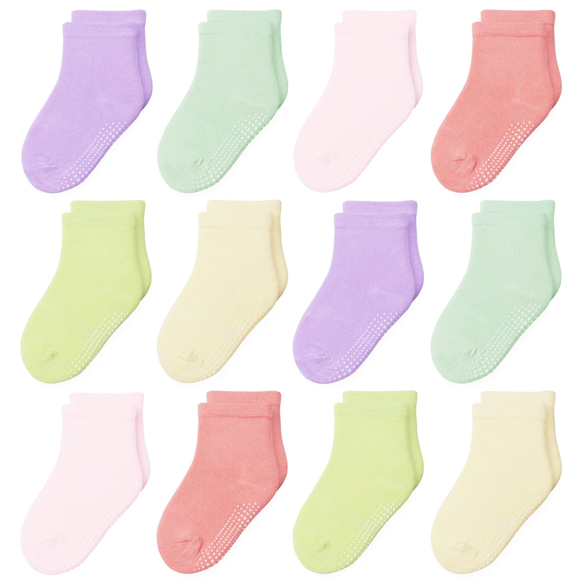 Toddler Non Slip Grip Crew Socks for 1-7 Years Baby Kids Boys Girls