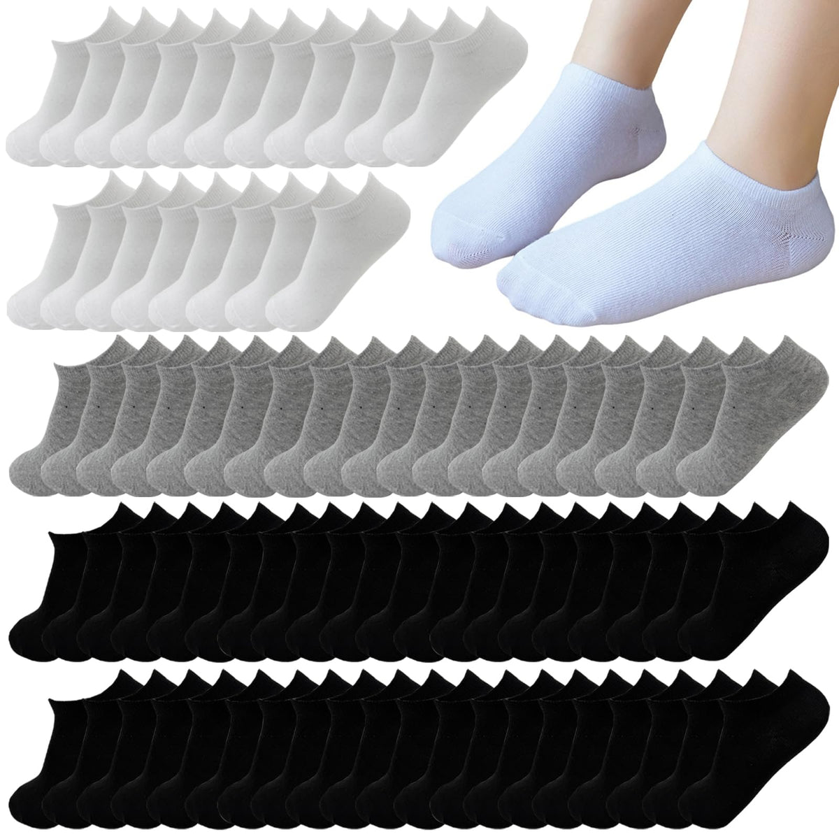16-30 Pairs Boys Low Cut Ankle Socks Kids Crew Athletic Breathable Cushion Sole Socks for Running Hiking