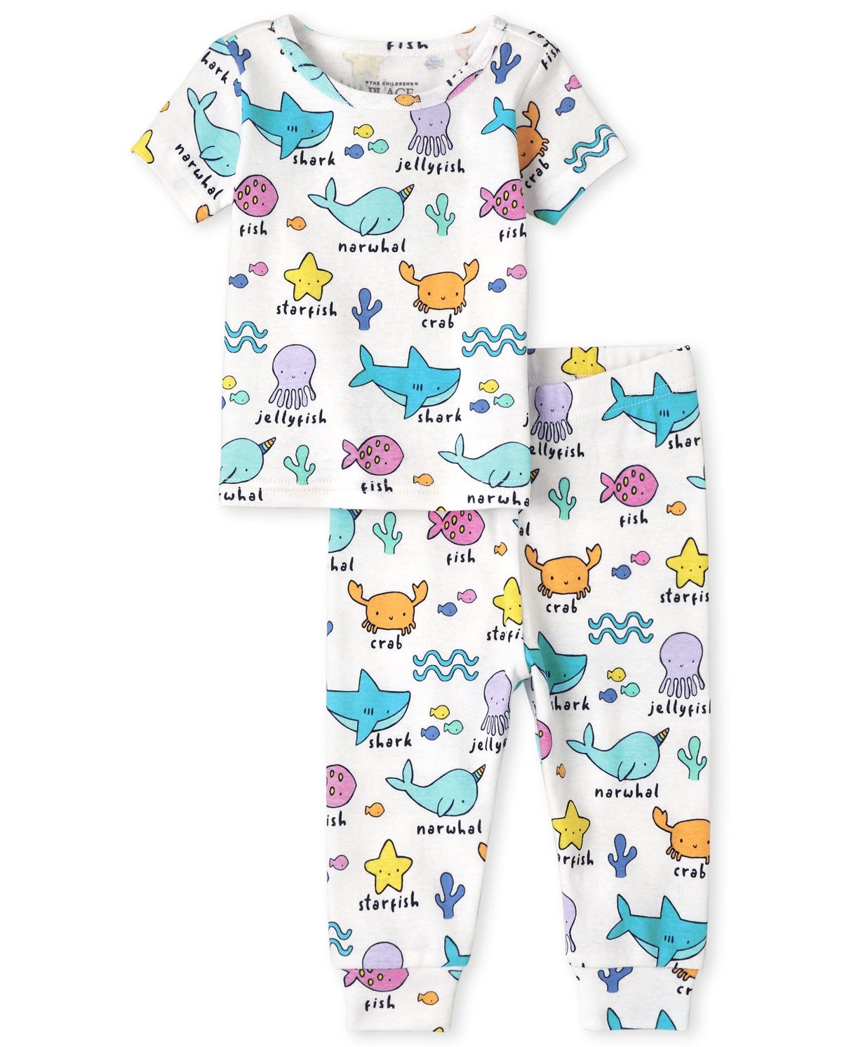 The Children's Place Baby Boys' Snug Fit 100% Cotton Short Sleeve Top and Pants 2 Piece Pajama Set