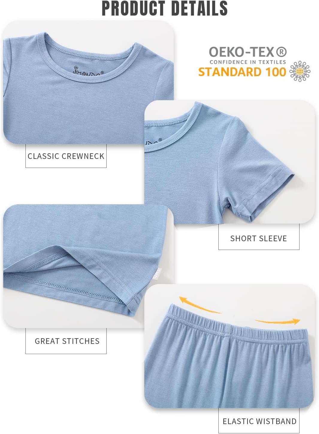 Jimonda Kids Bamboo Rayon Pajamas Set Kids Sleepwear