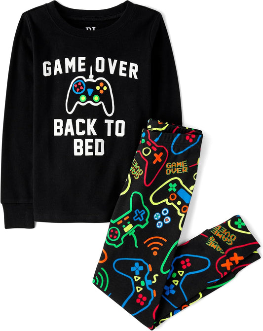 The Children's Place Boys' 100% Cotton Long Sleeve Top and Pants,2 Piece Pajama Set